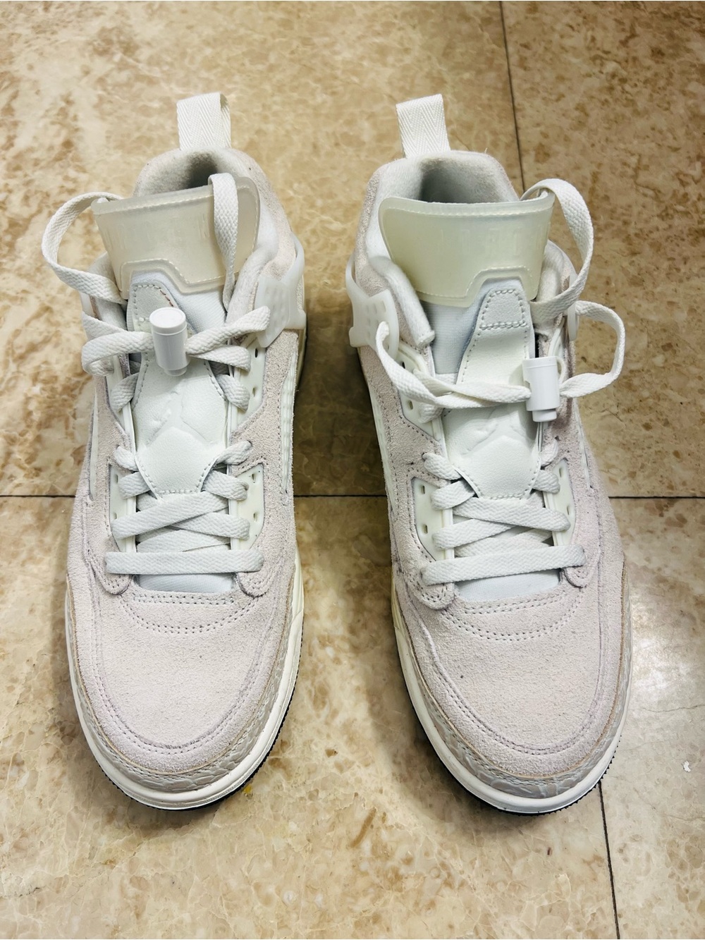 Nike Jordan All-White Suede & Leather Sneakers Brooklyn Logo